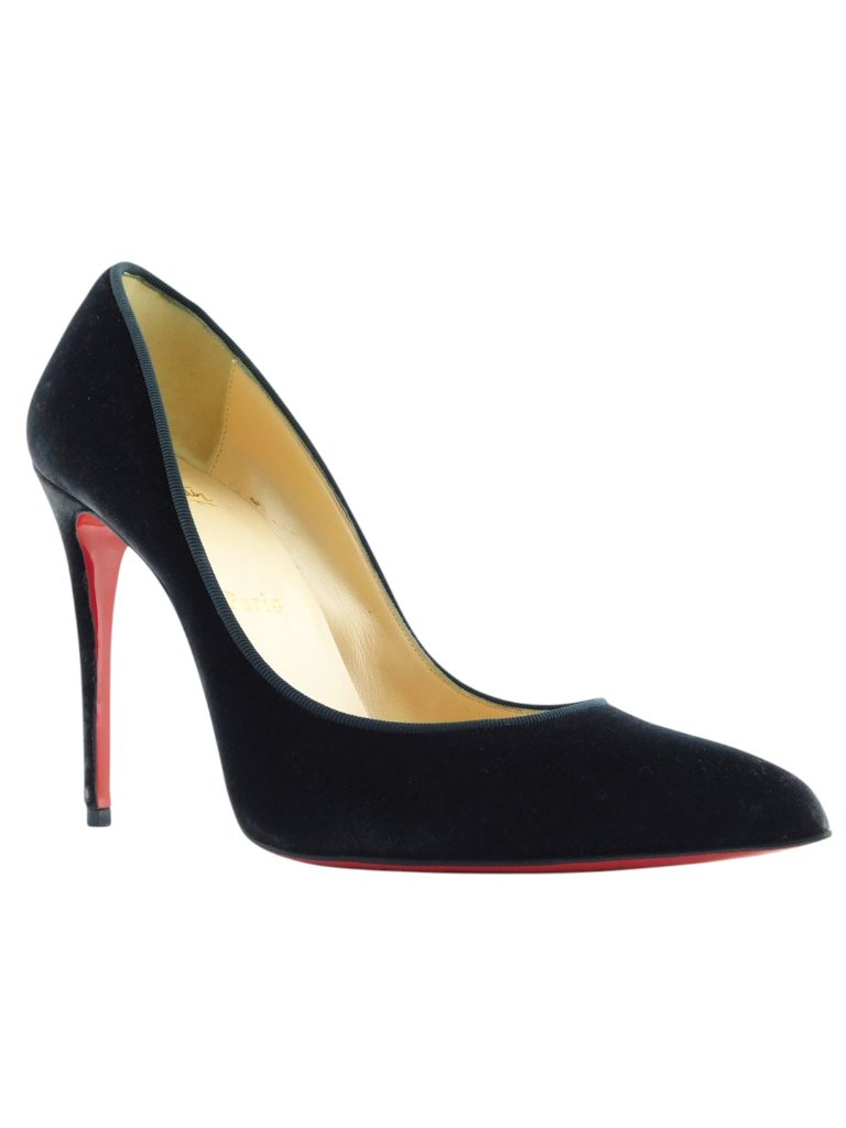 Christian Louboutin Black Velvet Classic Heel Pumps 38